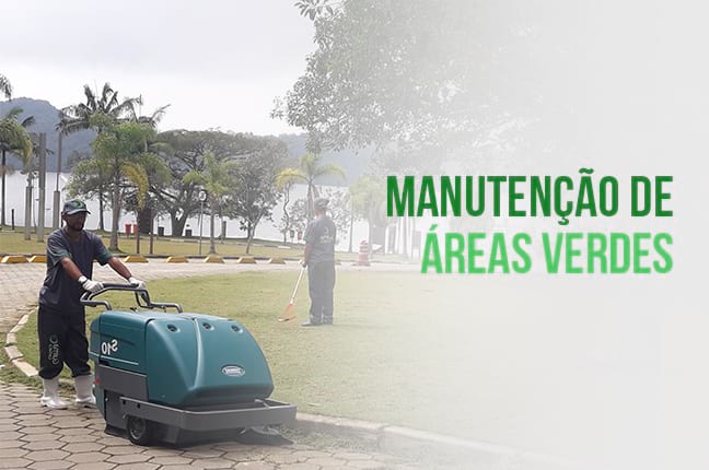 Profissional realizando trabalho de manutenção de áreas verdes