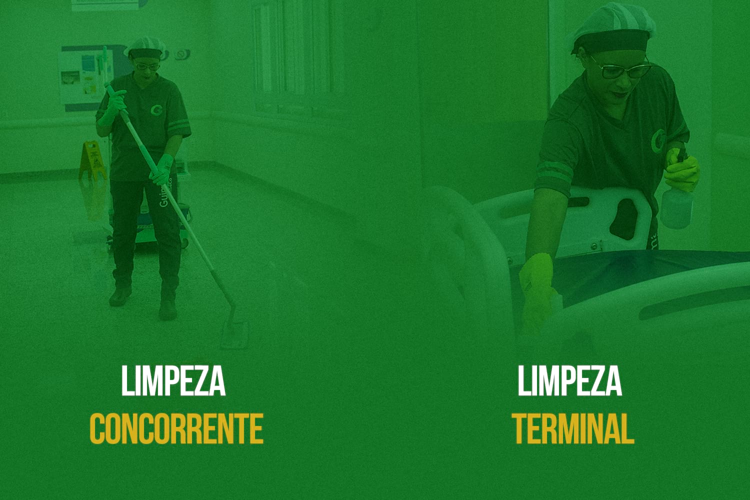 Ilustração de limpeza concorrente e limpeza terminal em ambiente hospitalar
